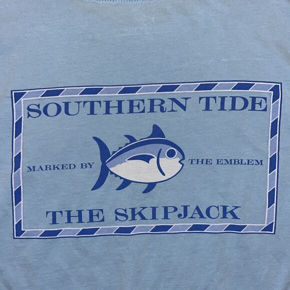 Southern Tide Skipjack Tuna Logo T Shirt UNC North Carolina Blue Boating Fishing - Picture 3 of 6